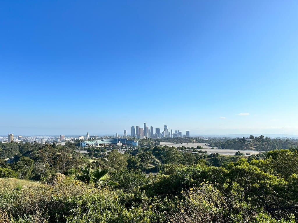 Elysian park and view of Dodger Stadium and East LA