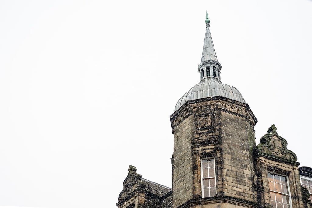 The spire of the Georgian listed building, The Storey, in Lancaster, England