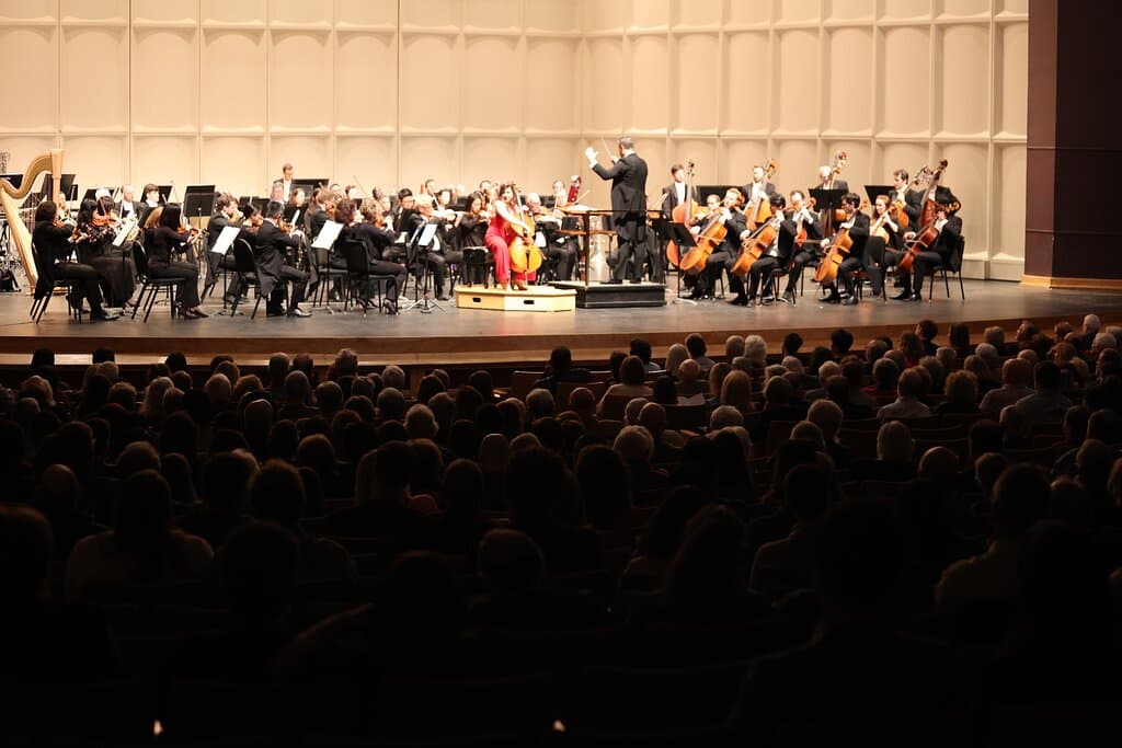 A symphony orchestra performance at the Curtis M. Phillips center for the Performing Arts.