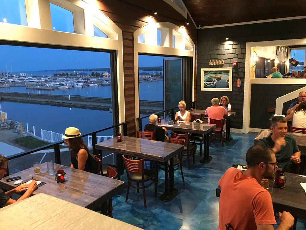 Hook dining interior overlooking Lake Huron