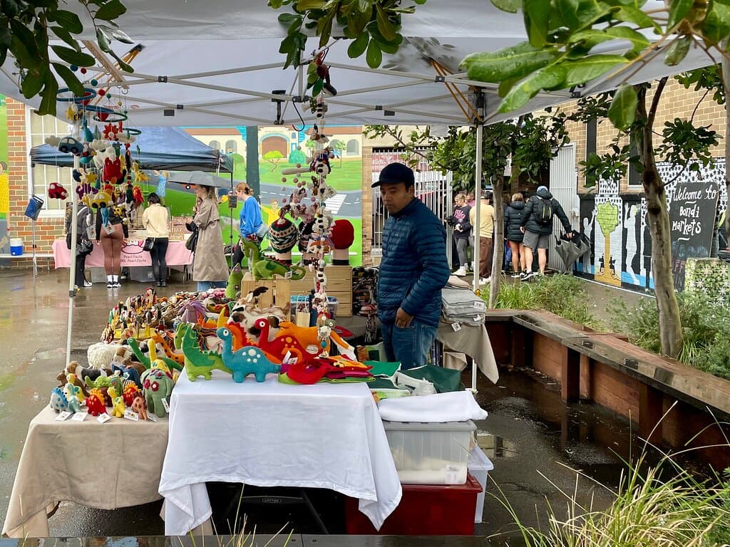 A colourful toy stall at the Sunday Bondi market.