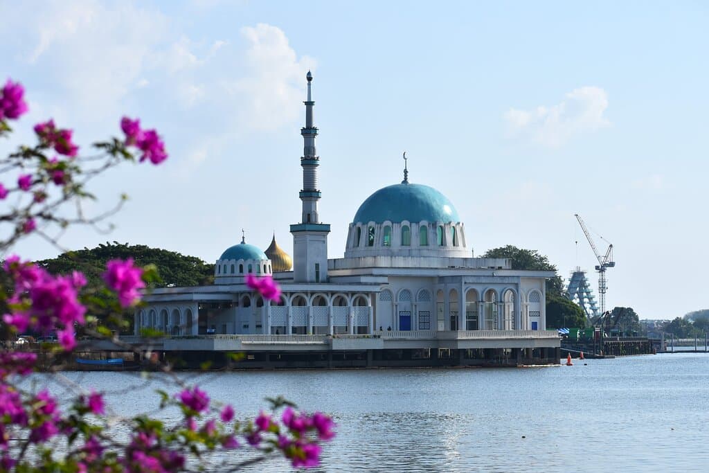 Floating Mosque viewed from across the river