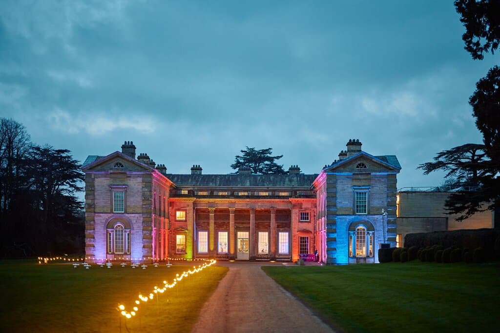 Compton Verney lit up at night. Photo by Fisher Studios.