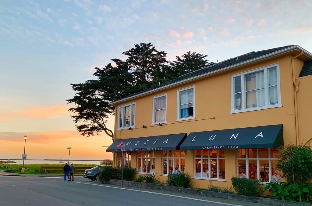 Mezza Luna is located in the heart of the historic Princeton Harbor, about 5 miles north of Half Moon Bay