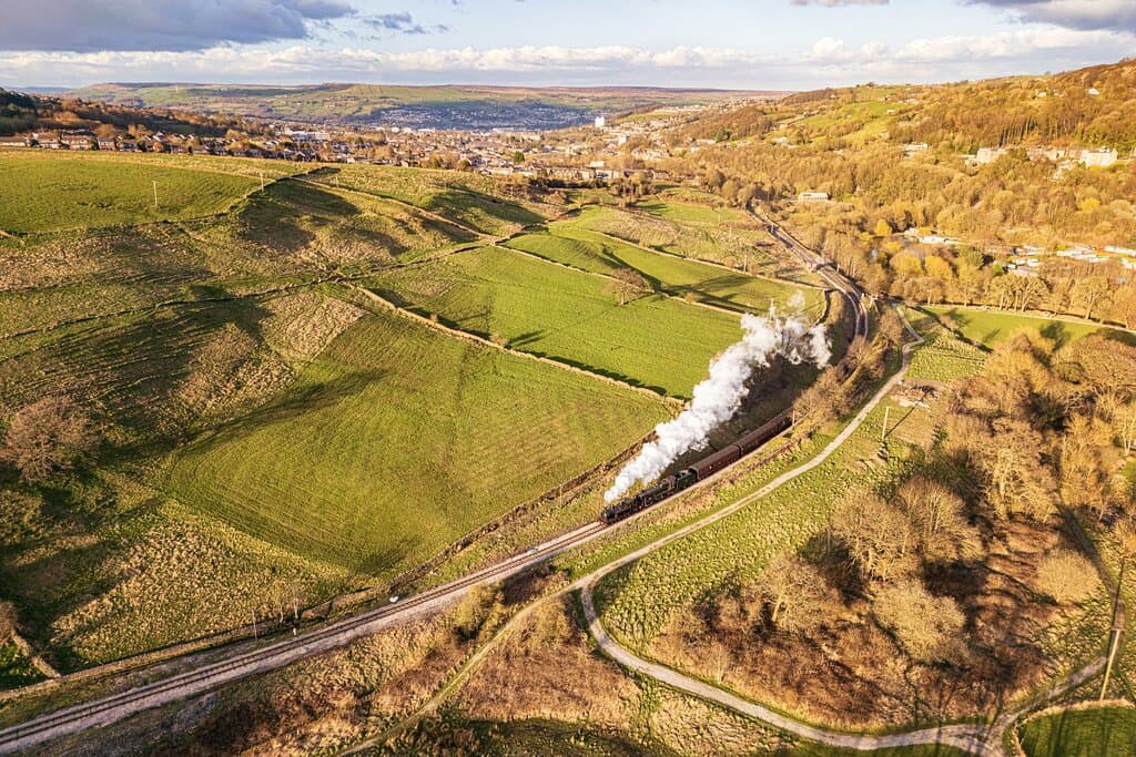 Steaming through the Countryside on the way to Oakworth Station.