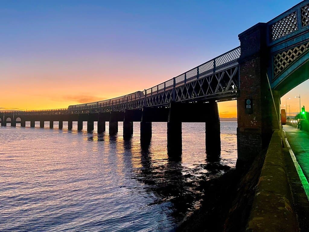 Watching the trains approach Dundee crossing over the river Tay is quite a thrill.