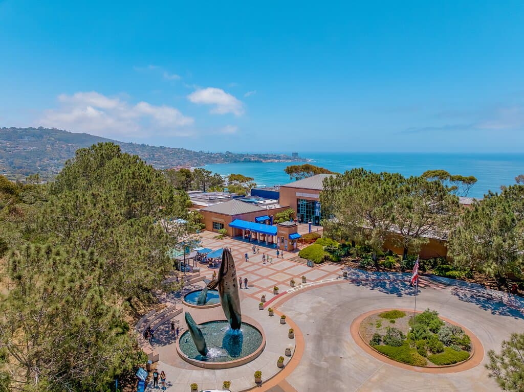 Aerial view of Birch Aquarium at Scripps Institution of Oceanography at UC San Diego