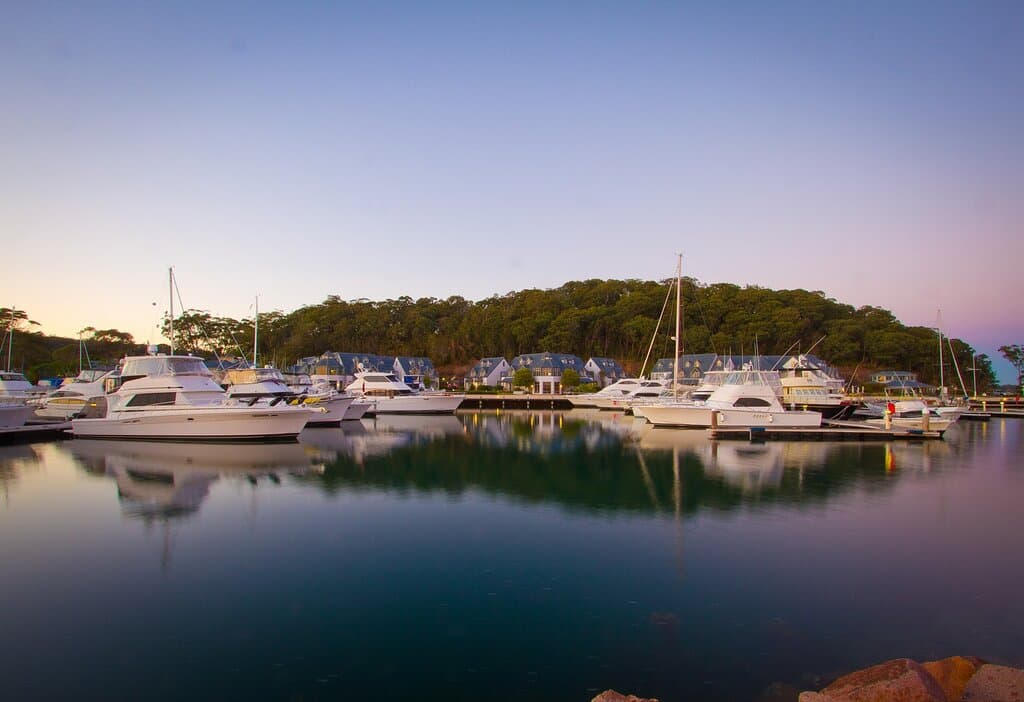 Peaceful and protected marina, two break-walls protect the marina from prevailing winds & the privacy of the harbour ensures the calmest conditions offered by any of the Port Stephens marinas.