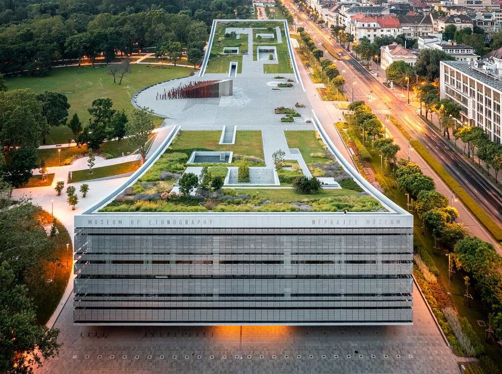 Drone photo on the building of the Museum of Ethnography