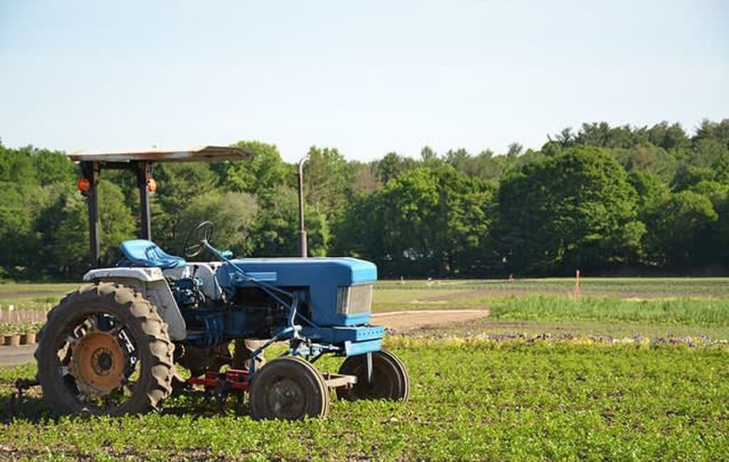 A tractor in our Lexington, MA farming fields.