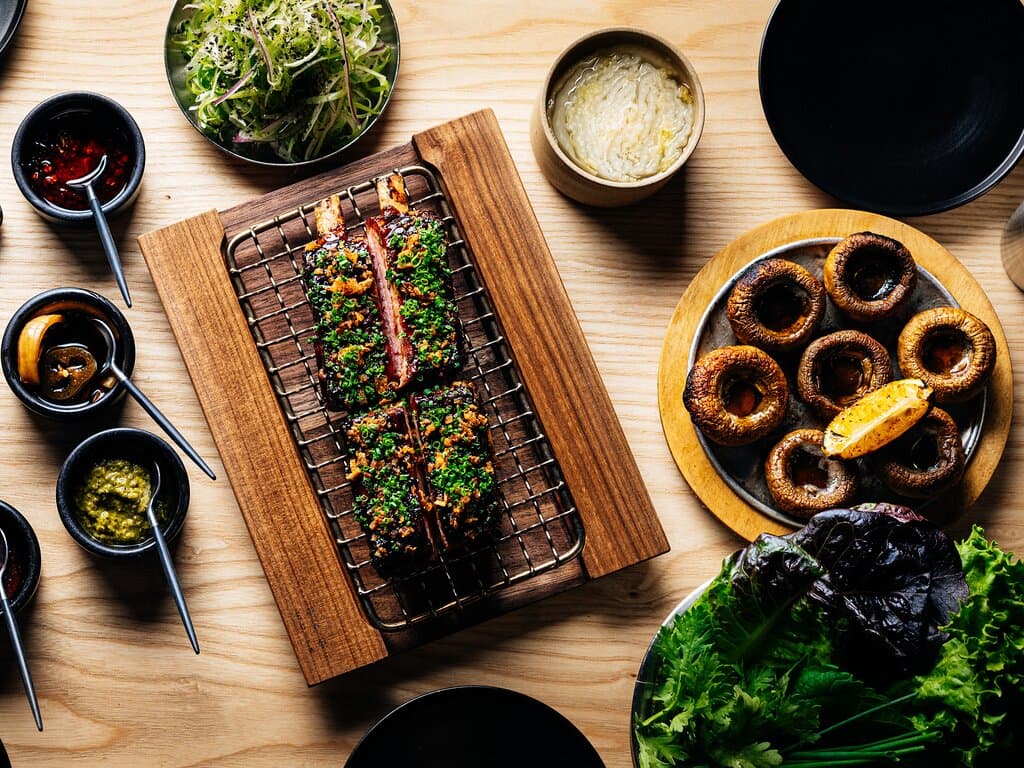 Chungjang-Glazed Pork, Western Mushrooms