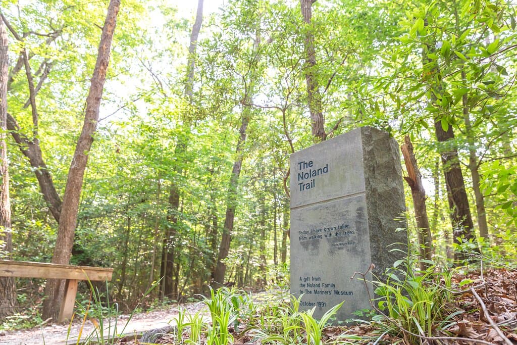The Noland Trail stone sign.