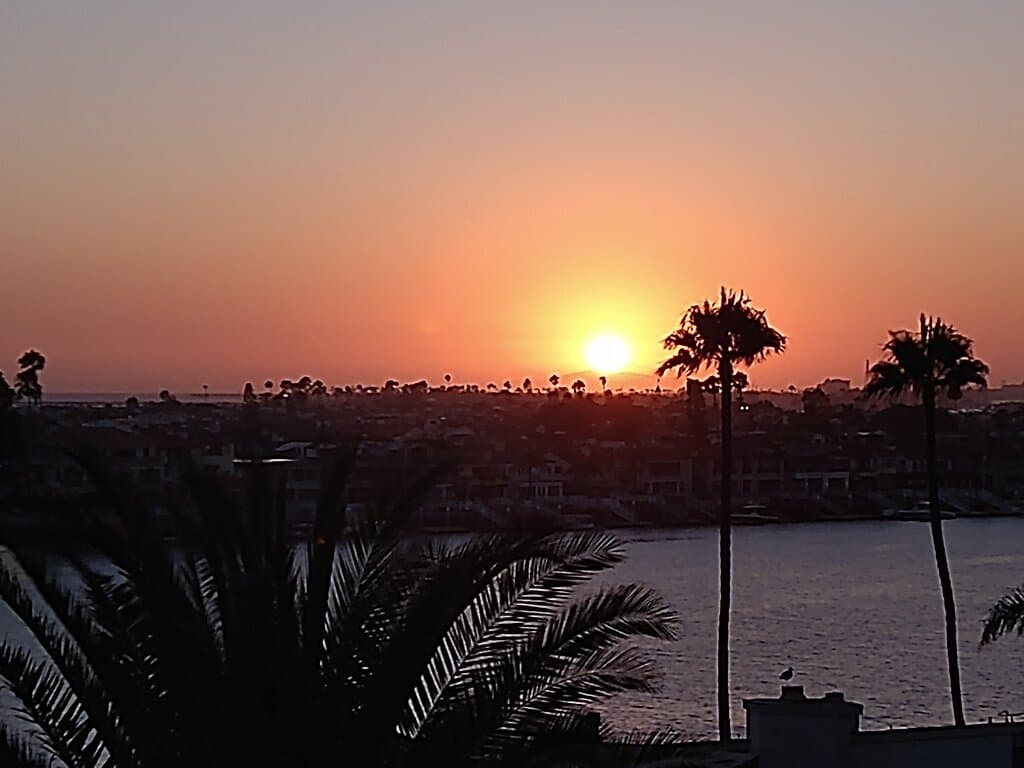 View of the sunset from Lookout Point in Corona del Mar, California, USA