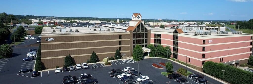 Aerial view of Hickory Furniture Mart's South Entrance