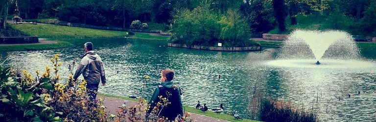 Serene Lake & Fountains