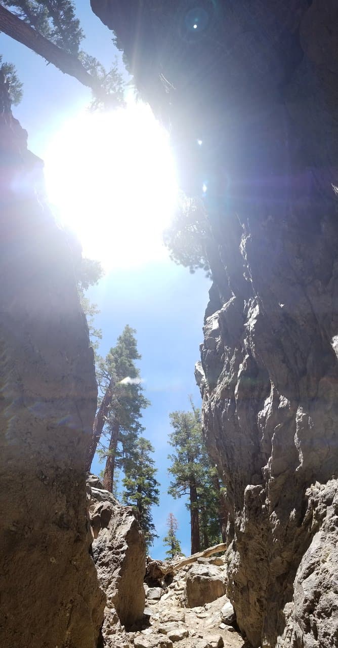 in the fault, looking up