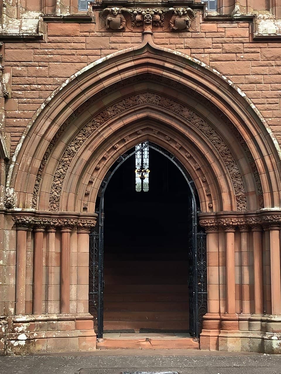 Imposing Red Limestone Architecture