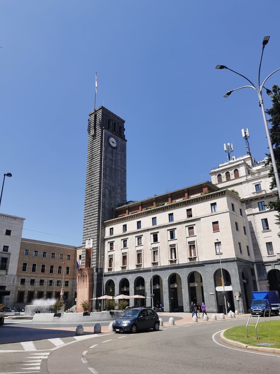 The dominant feature of the square is the Torre Littoria