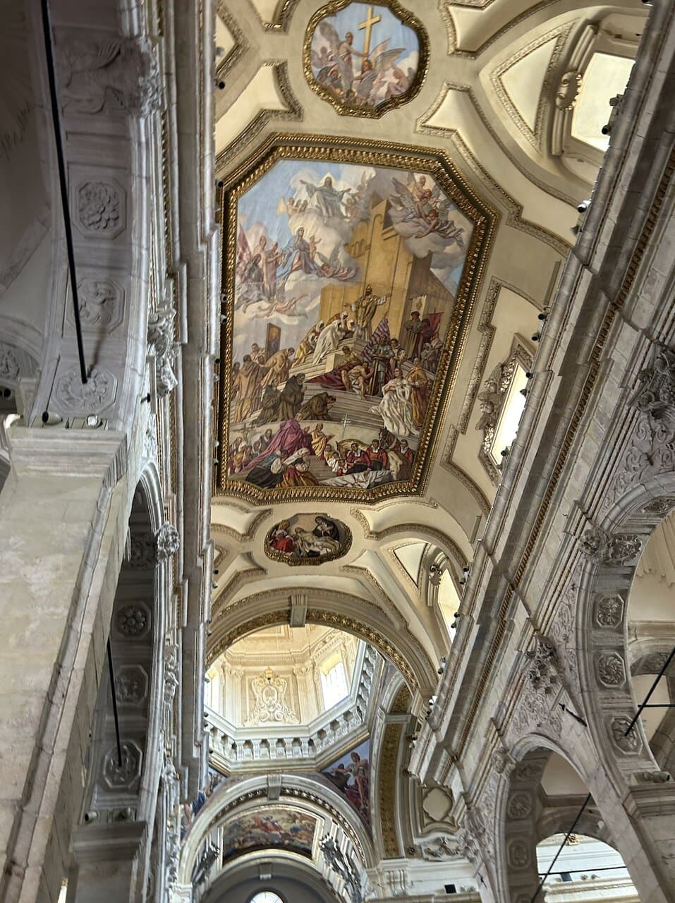 An original fresco of the resurrected savior giving inspiration to the archbishop buried in the premises.