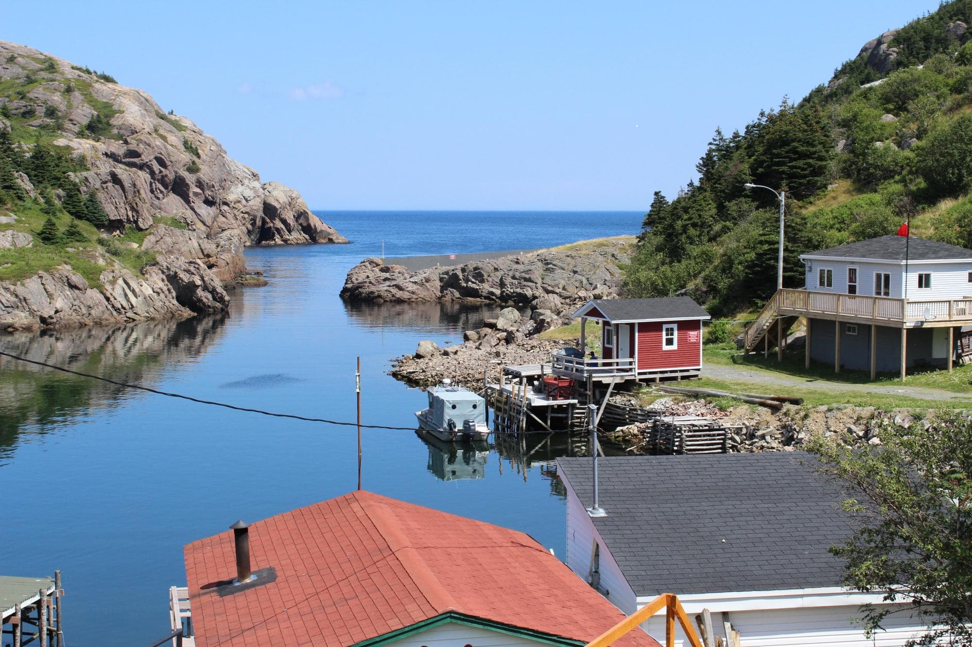 looking out through the narrow at the ocean