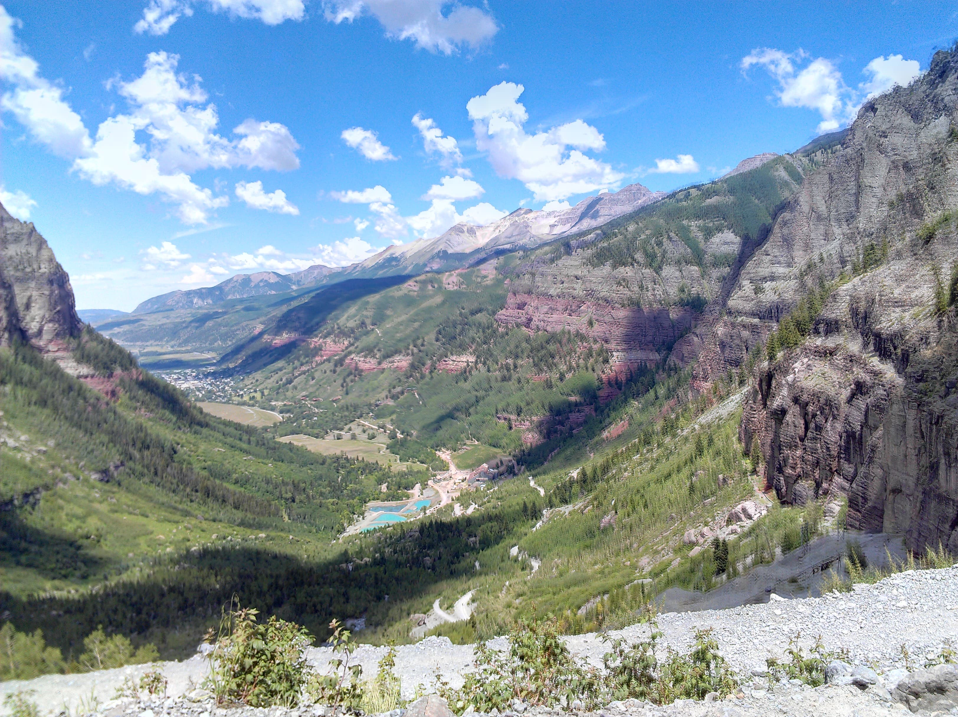 View of Telluride from Black Bear Pass switchbacks