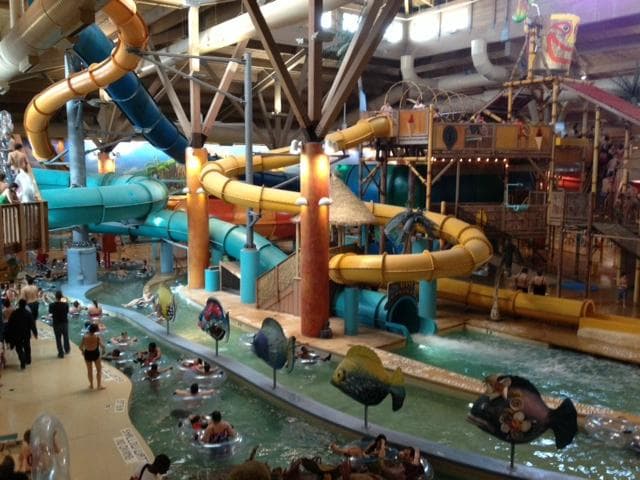 View from 2nd floor of water slides