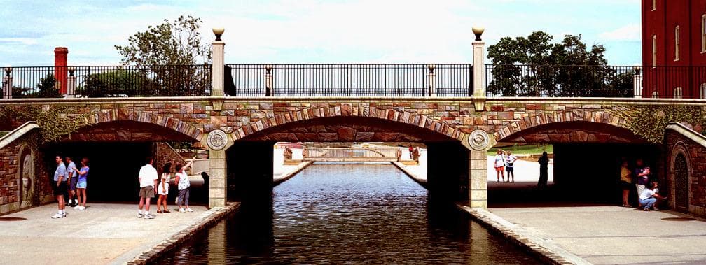 Community Bridge, an artwork with 3000 square feet of fool-the-eye painted stonework.