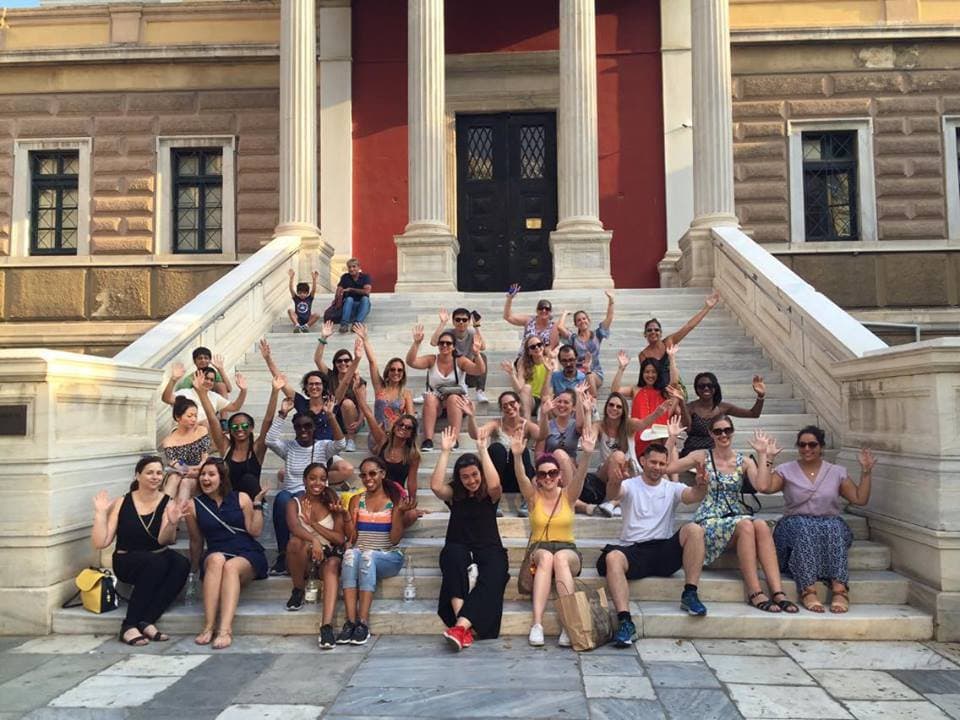 group photo on stairs