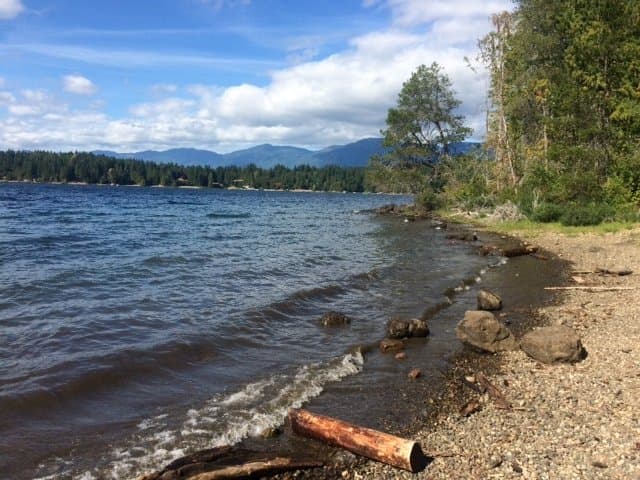The rocky beach and Sproat Lake