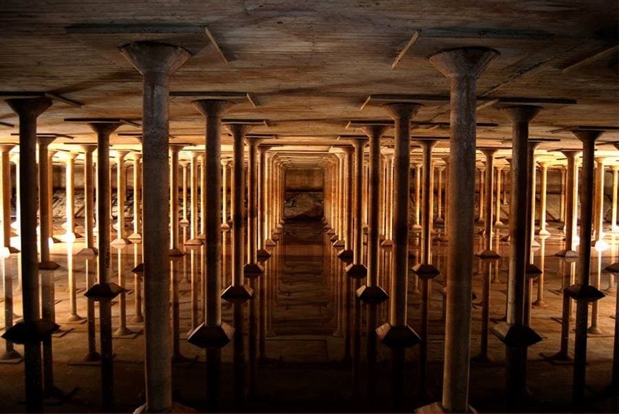View of the cistern with bright lights