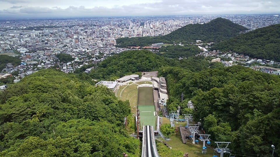 View from the top of Okurayama Ski Jump, access 90 min hike up and along trails from Sankaku