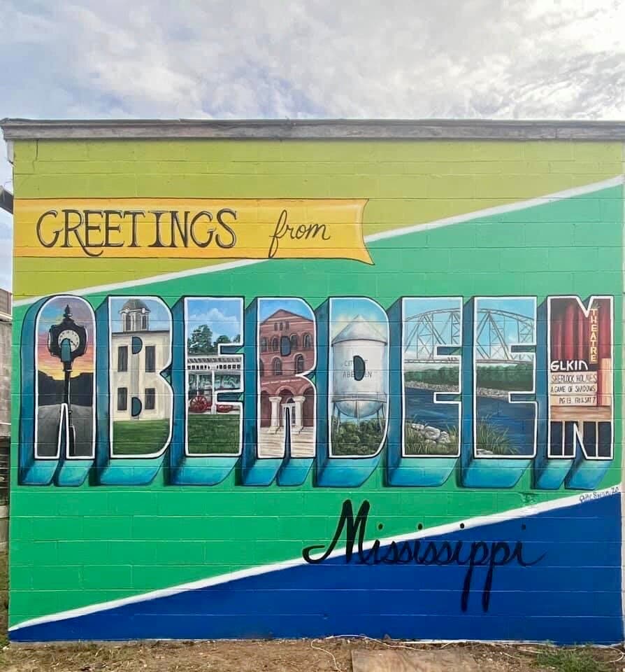 Greetings from Aberdeen Mural was painted in 2020, by local artist Patti Swan. Each letter showcases an iconic locations that represent Aberdeen.