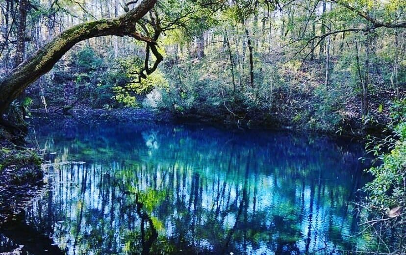 Blue/Green water at one of the sinks.