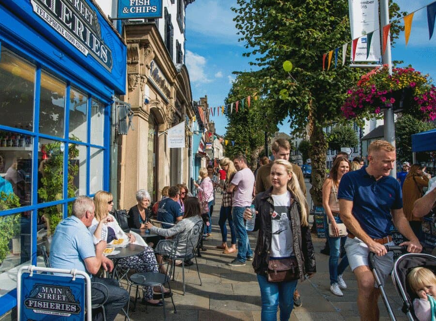 Busy Main Street in the heart of Cockermouth