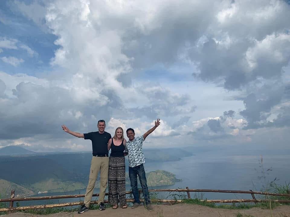 Lake toba view from the other side of lake toba , with costumer from belgium
