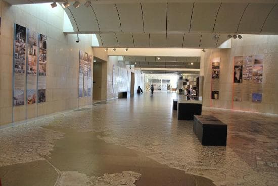 main hall with the map on the floor