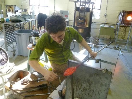 Daily glass blowing demonstrations at Sunspots