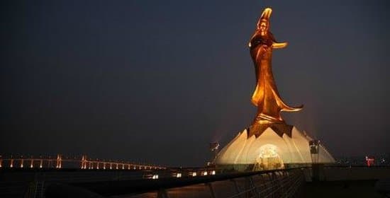 Kun Iam Statue during the evening
