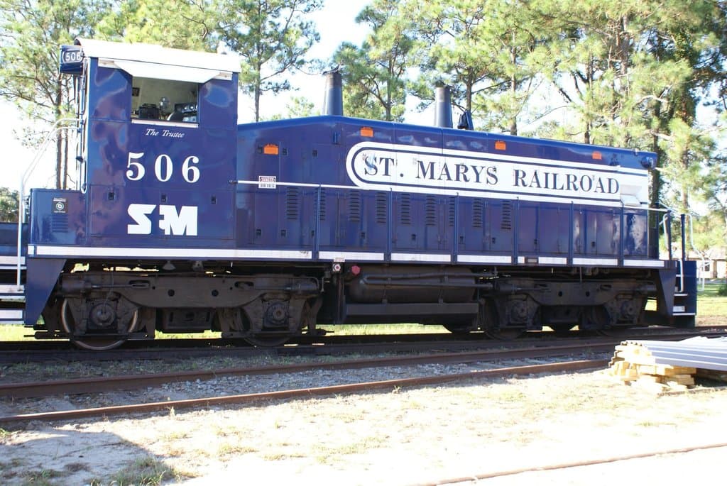 The beautiful blue engine of the St. Marys Express!