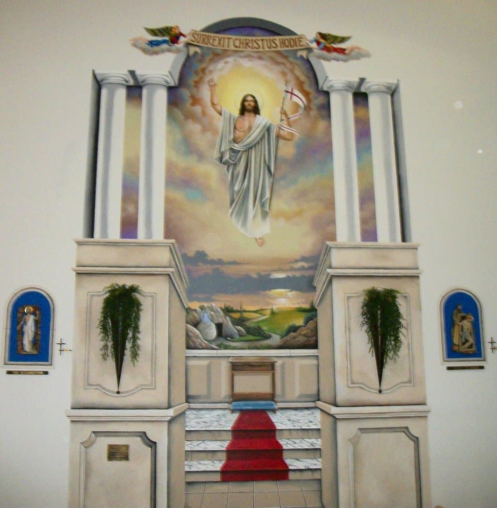 Beautiful Mural inside Santa Maria Del Mar by local artist