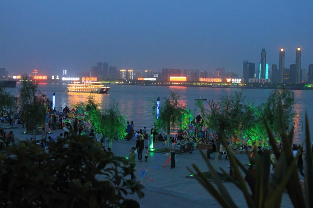 Looking out from one of the cafes towards the river bank