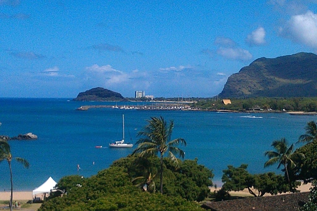 View of Wai'anae Harbor from Poka'i Bay
