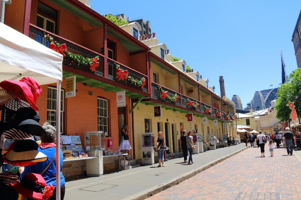 Christmas decorations on a street on the Rocks