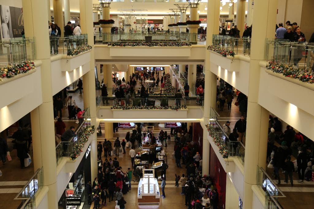 Wide-angle view of the three-floor mall