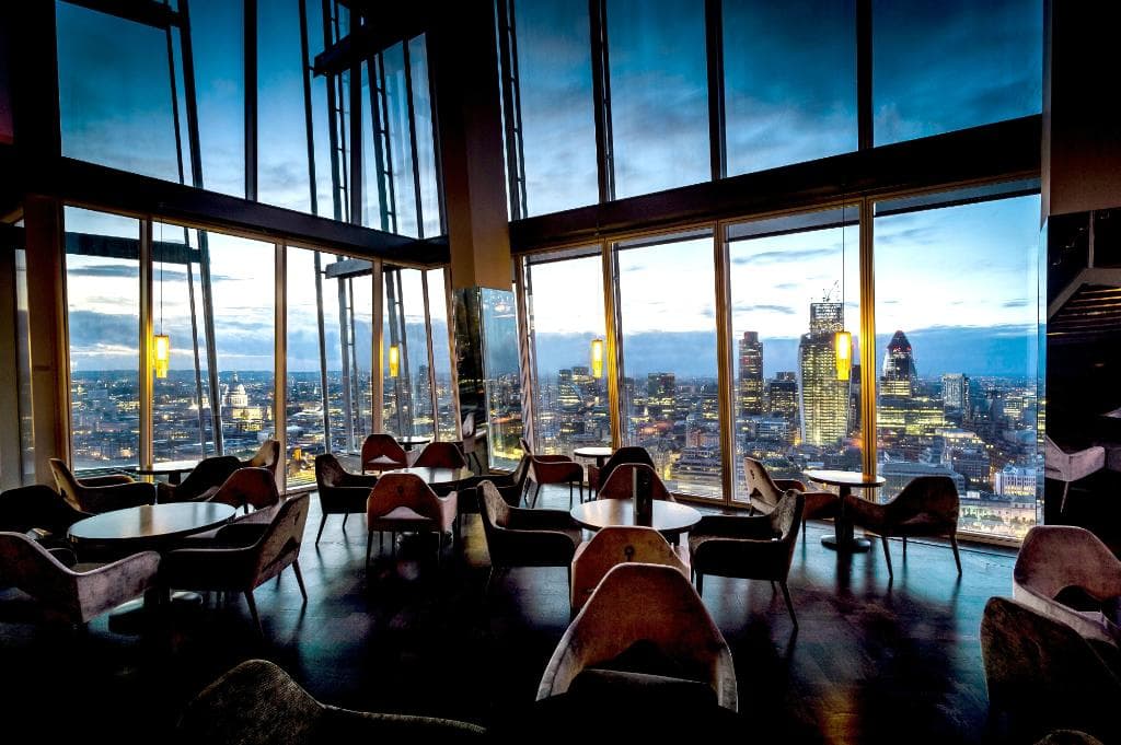 The soaring three-storey atrium bar at aqua shard