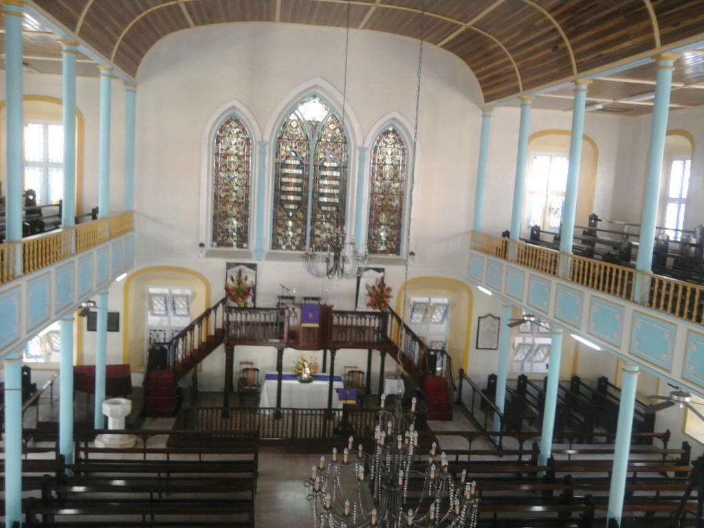 This is the inside front view of the Kingstown Methodist Church showing the pulpit.