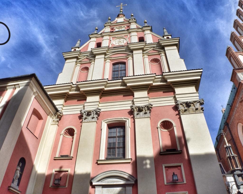 Colourful church in Warsaw's old town.