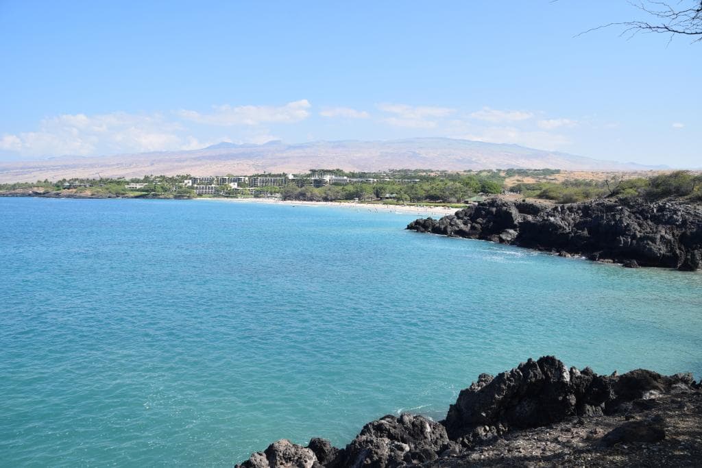 View from trail. Hapuna Beach in the background.
