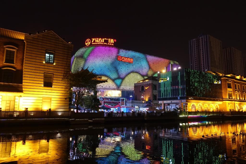 Night view from the opposite shore