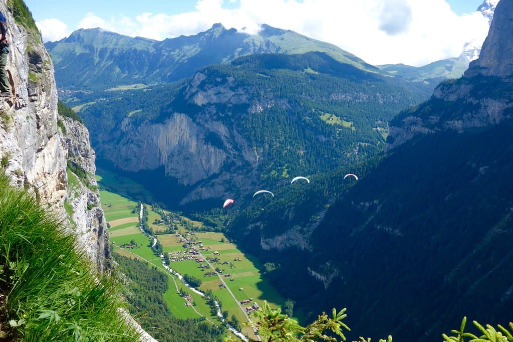Paragliders seen from Via Ferrata